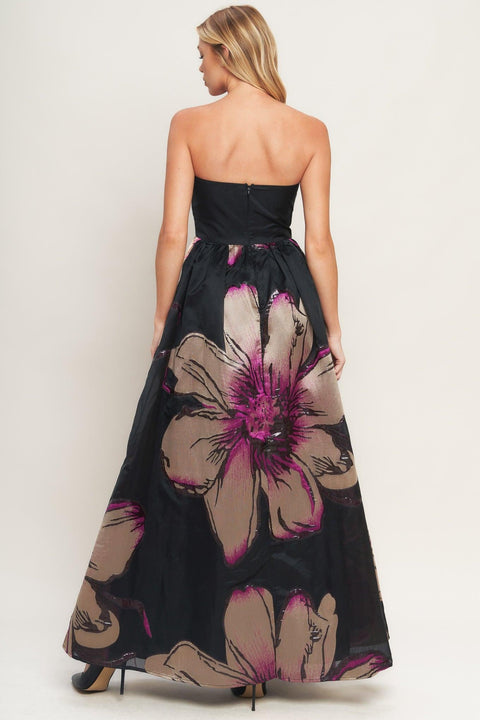 GILDED FLOWER WOVEN MAXI DRESS