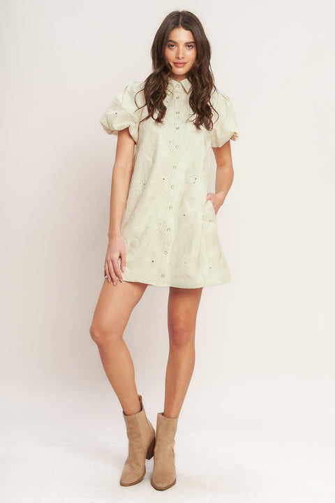 BREATHABLE WEAVE WOVEN MINI DRESS