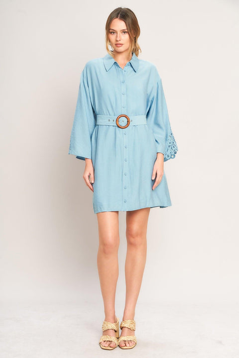 AZURE COAST WOVEN MINI DRESS
