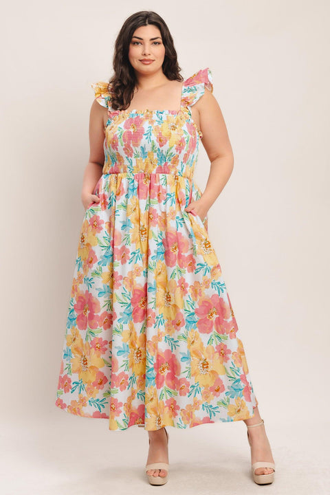 SOFT SUNSHINE WOVEN MIDI DRESS