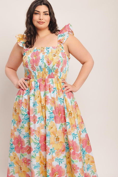 SOFT SUNSHINE WOVEN MIDI DRESS