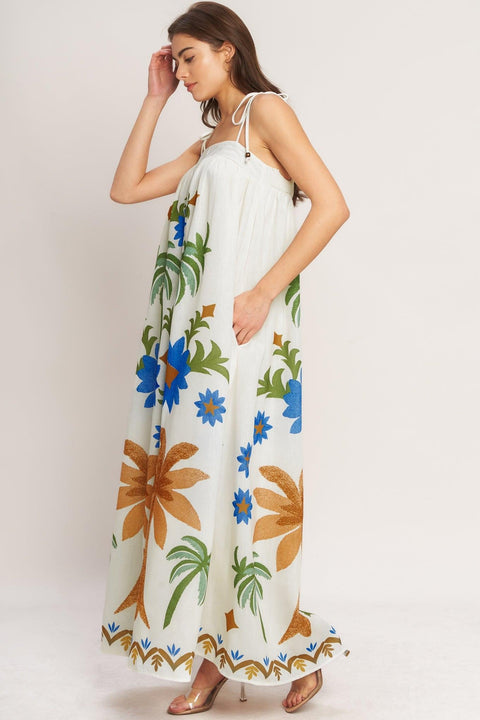 TROPIC ARTE FLOW WOVEN MAXI DRESS