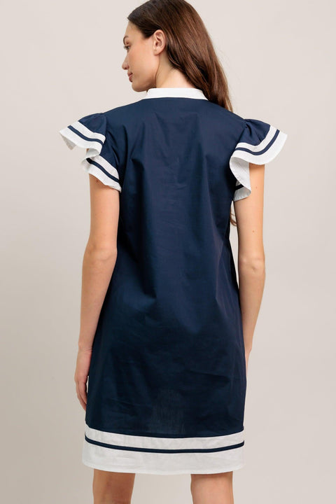 PORTSIDE POLISH WOVEN MINI DRESS