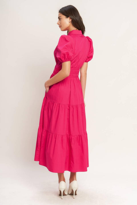 SUGAR CLOUD WOVEN MIDI DRESS