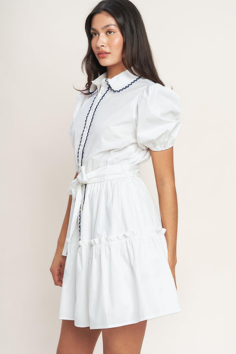 A LITTLE BIT LOVELY WOVEN MINI DRESS