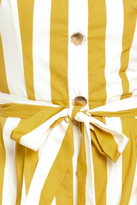 SUNSHINE STRIPE WOVEN MIDI DRESS