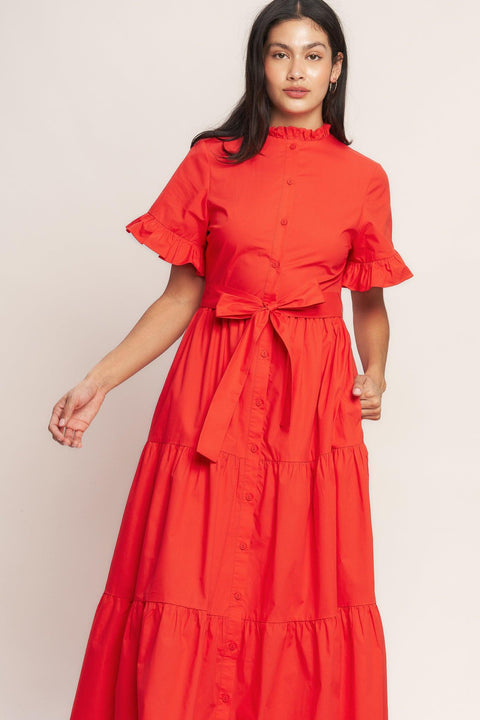 FEELS LIKE A COMPLIMENT WOVEN MIDI DRESS