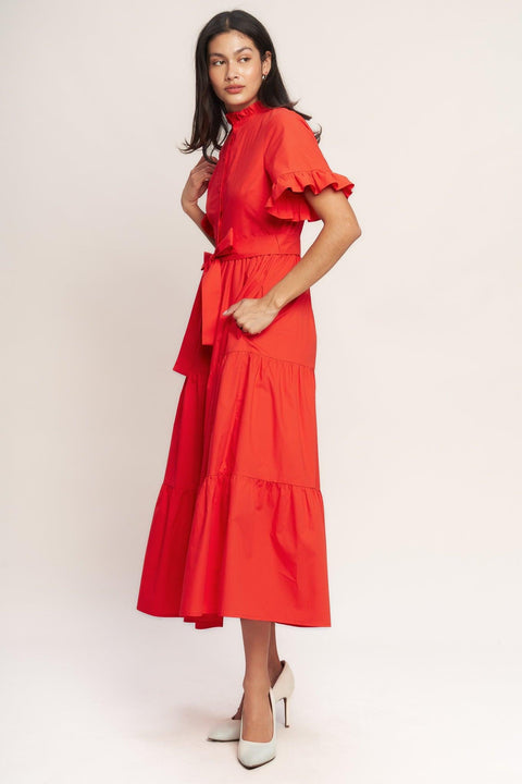 FEELS LIKE A COMPLIMENT WOVEN MIDI DRESS