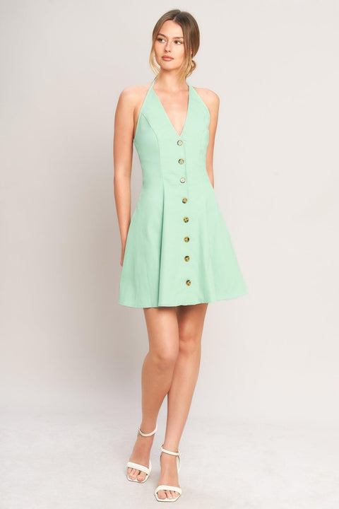 LOVELY CHARM MINT WOVEN MINI DRESS