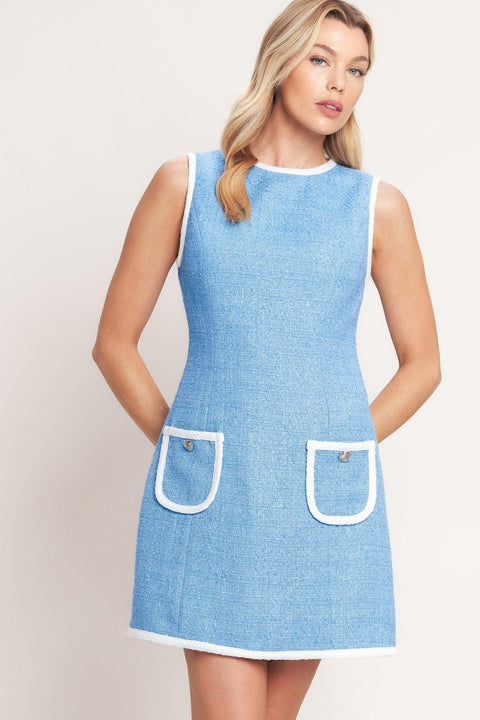 BLUE SKIES AND DAYDREAMS WOVEN MINI DRESS