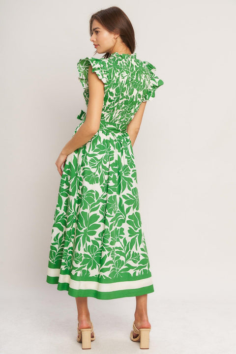 BLOOM ENERGY WOVEN MIDI DRESS