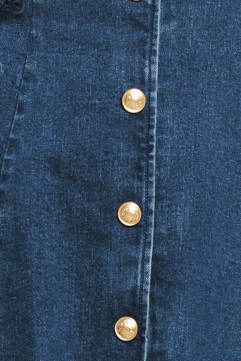INDIGO FLARE DENIM MINI DRESS