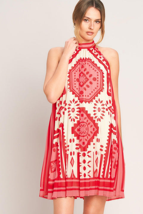 SUNSET MEDALLION WOVEN MINI DRESS