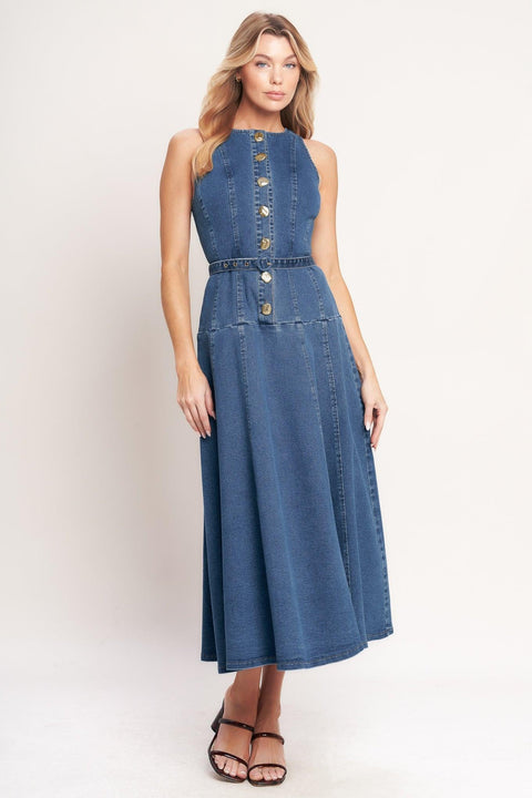 SUNDAY STROLL DENIM MIDI DRESS