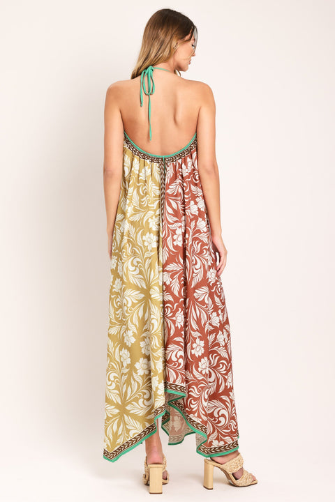 WARM PARADISE WOVEN MIDI SCARF DRESS