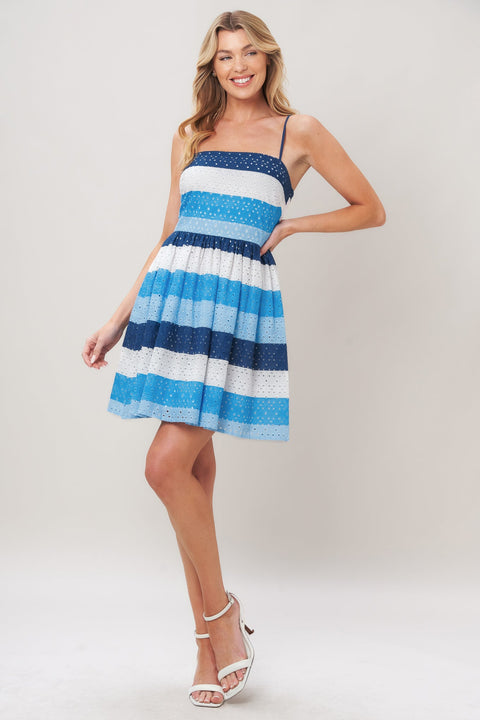 SHORELINE SWEET WOVEN EYELET MINI DRESS
