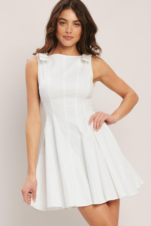ELEGANT MOMENT WOVEN MINI DRESS