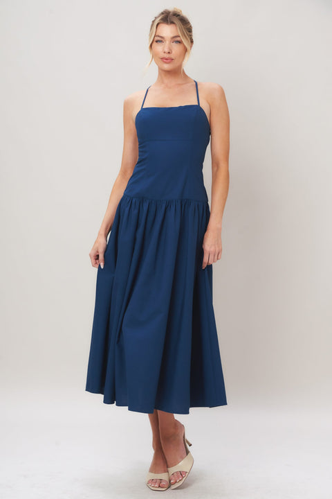 REFINED FLOW WOVEN MIDI DRESS