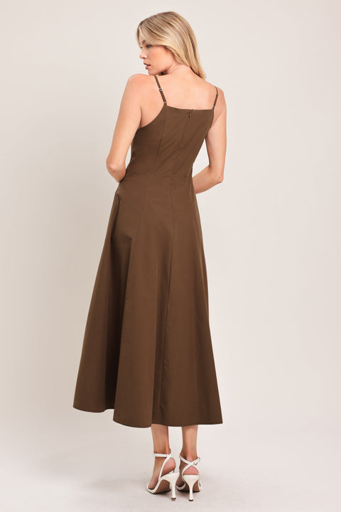 EARTHY GRACE WOVEN MIDI DRESS