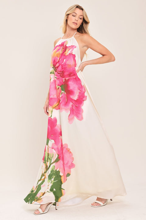 WHISPERING ROSE WOVEN MAXI DRESS