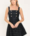 NAVY SPARK NAVY SEQUIN TWEED BUTTON-DETAIL MINI DRESS