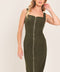 MODERN CARGO CHIC WOVEN TWILL MIDI DRESS
