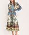 SKYBORNE ORNAMENTAL GRACE WOVEN MIDI SHIRT DRESS