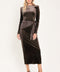 ESPRESSO EVENING VELVET SEQUIN-SCARF MIDI DRESS
