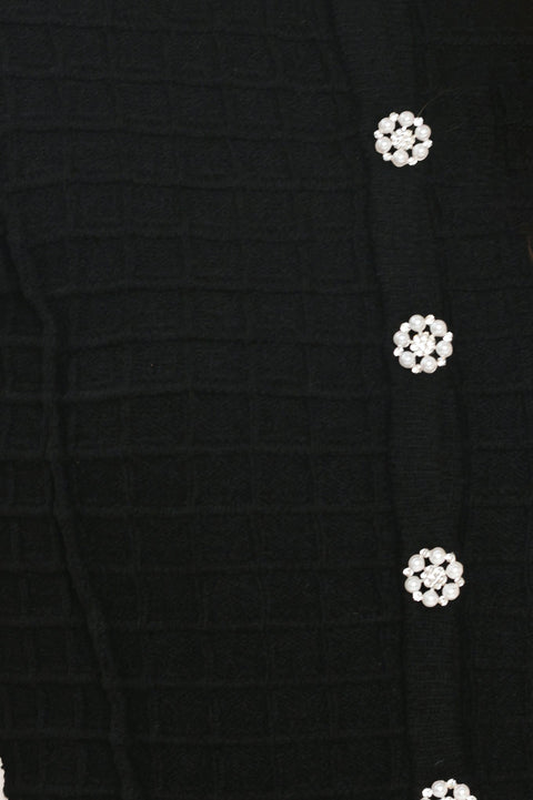 POLISHED MOMENT BLACK JEWEL-BUTTON CROPPED SWEATER TOP