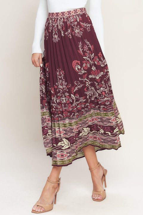 AZTEC CHERRY WOVEN MIDI SKIRT