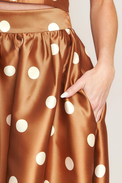 CHIC POLKA FLOW WOVEN FULL MAXI SKIRT