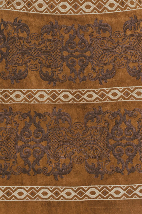 BRONZED TAPESTRY WHIM FAUX SUEDE SKIRT