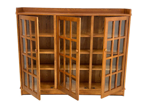 Mission Oak 3 Door Display Bookcase