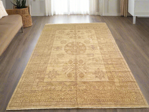 Khotan Oriental Rug, 100% wool pile, size 8' x 10'