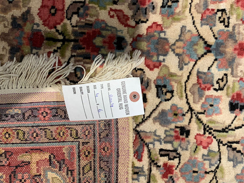Hand-Knotted Pakistan Kashmiri Silk Wool Blend Rug, size 4' x 6' (y)