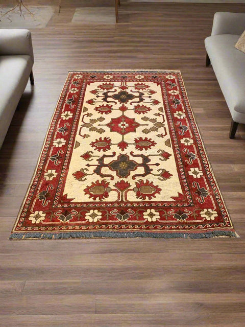 Terkaman Tribal Afghan Oriental Rug, size 3 ' 4" x 5' 8"