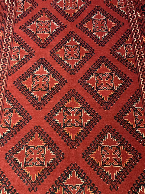 Terkaman Tribal Afghan Oriental Rug, size 3' 8" x 6' 3" (Y)