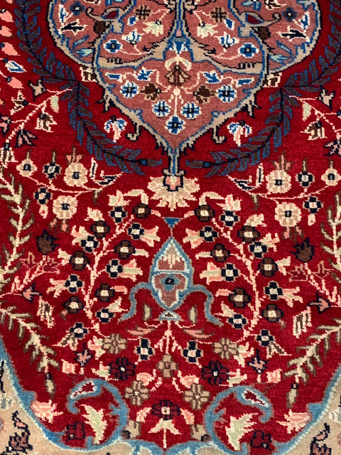 Hand-Knotted Pakistan Kashmiri Silk Wool Blend Rug, size 4' 3'' x 6' 2'' (Y)
