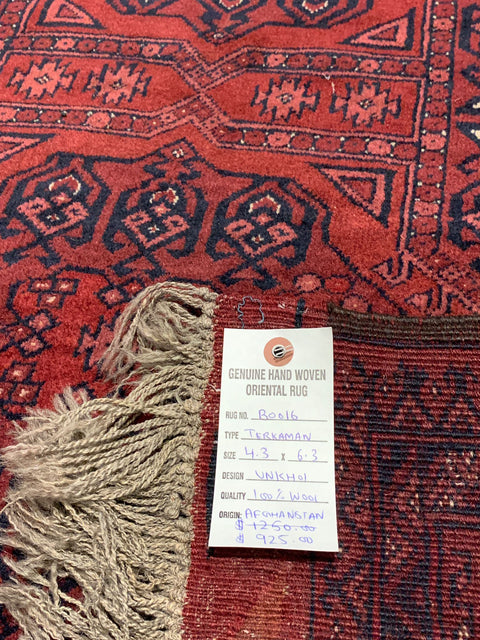Terkaman Tribal Afghan Oriental Rug, size 4' 3" x 6' 3" (C)