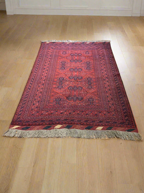 Terkaman Tribal Afghan Oriental Rug, size 4' 3" x 6' 3" (C)