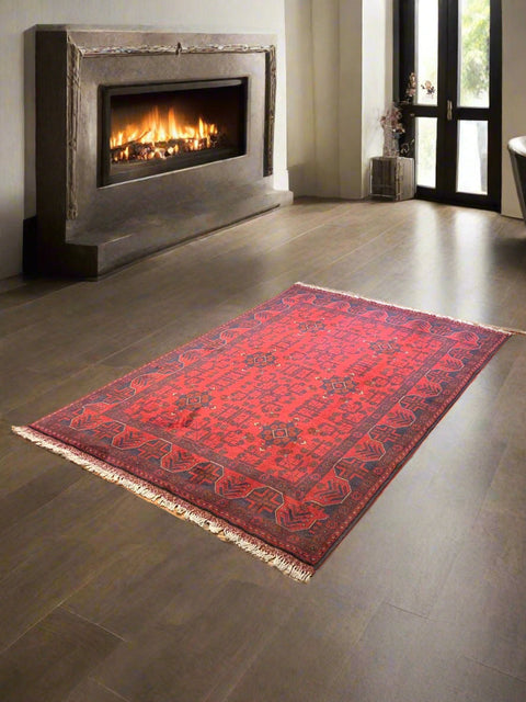 Terkaman Tribal Afghan Oriental Rug, size 4' 1" x 6' 6" (C)
