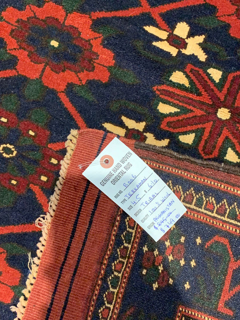 Terkaman Tribal Afghan Oriental Rug, size 4' 5" x 6' 10"