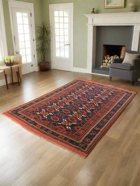 Terkaman Tribal Afghan Oriental Rug, size 4' 5" x 6' 10"
