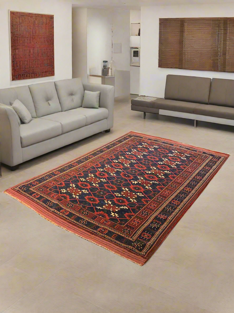 Terkaman Tribal Afghan Oriental Rug, size 4' 5" x 6' 10"