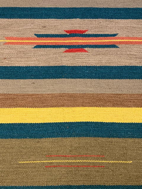 Handwoven Indian Kilim Rug – Geometric Navajo Design, size 4' x 6'