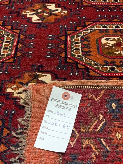 Terkaman Tribal Afghan Oriental Rug, size 4' 7" x 6' 4"