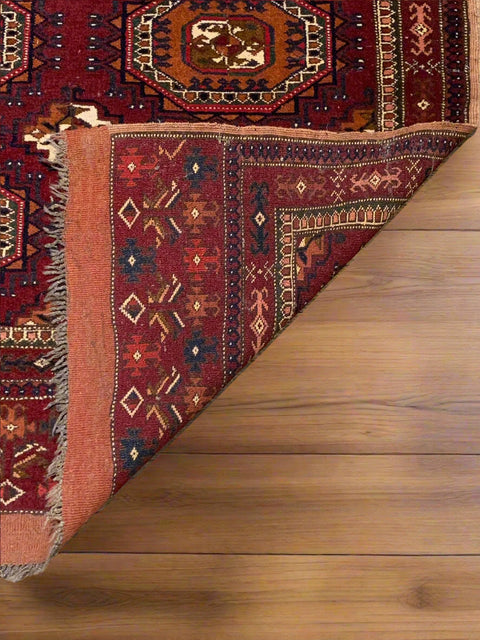 Terkaman Tribal Afghan Oriental Rug, size 4' 7" x 6' 4"