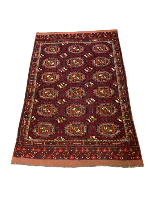 Terkaman Tribal Afghan Oriental Rug, size 4' 7" x 6' 4"