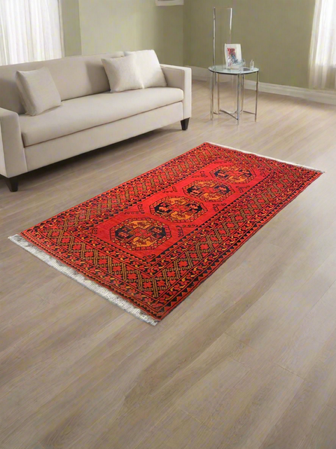 Terkaman Tribal Afghan Fielpa Oriental Rug, size 3' 9" x 6' 8"