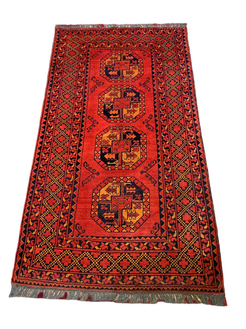 Terkaman Tribal Afghan Fielpa Oriental Rug, size 3' 9" x 6' 8"